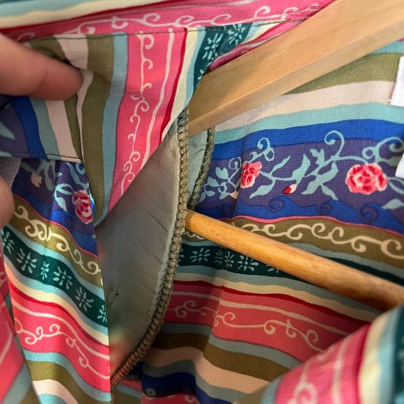 Vintage Talbots 100% Silk Button Up Dress Pink Blue Striped Floral size 8 - Picture 8 of 13